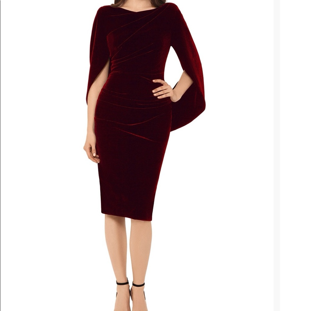 Betsy & Adam Velvet Cape Dress